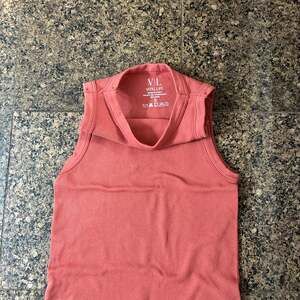 Vital Life Women's Ribbed Sleeveless Mock Neck Tank Top in Coral